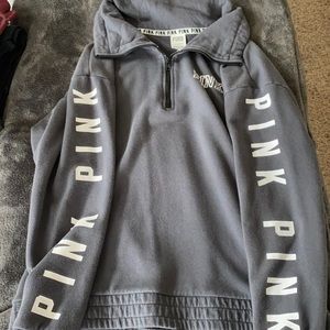 PINK grey quarter zip pull over